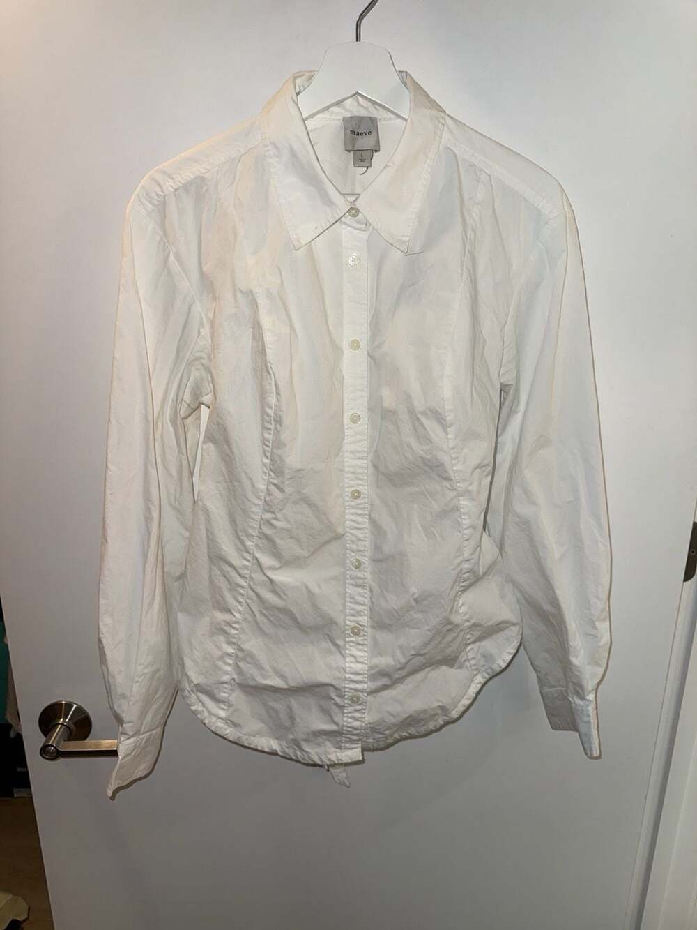 Maeve White Button Down Shirt Size L - Picture 2 of 9